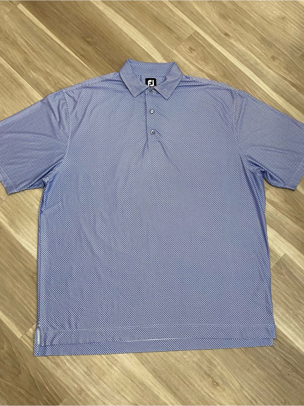 FootJoy Golf Polo Shirt Mens XXL Blue White Geometric Print ProDry Performance
